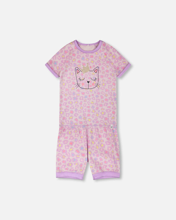 Organic Cotton Two-Piece Pyjama Set Purple Animal Print - H30PG11US_3H097