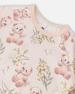 Organic Cotton Two-Piece Pyjama Set Pale Pink Bear Print - H30PG12_3H094