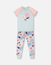 Organic Cotton Two-Piece Pyjama Set Blue Smiling Flower Print - H30PG12_3H095