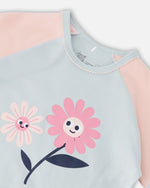 Organic Cotton Two-Piece Pyjama Set Blue Smiling Flower Print - H30PG12_3H095