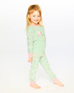 Organic Cotton Two-Piece Pyjama Set Green Kitten Print - H30PG13US_3H093