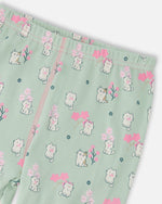Organic Cotton Two-Piece Pyjama Set Green Kitten Print - H30PG13US_3H093