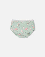 Organic Cotton Boyshort Panty Green Kitten Print - H30PG60_3H093