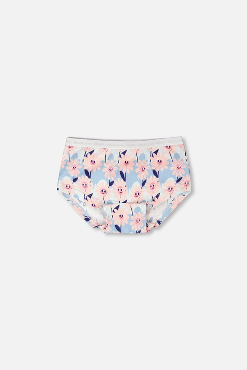 Organic Cotton Boyshort Panty Blue Smiling Flower Print - H30PG60_3H095