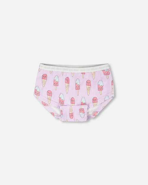 Organic Cotton Boyshort Panty Lilac Printed Ice Creams - H30PG60_3H099