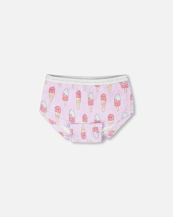 Organic Cotton Boyshort Panty Lilac Printed Ice Creams - H30PG60_3H099