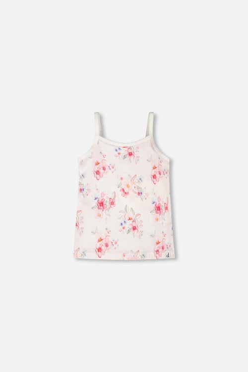Organic Cotton Tank Underwear Pink Printed Flowers - H30PG70_3H092