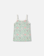 Organic Cotton Tank Underwear Green Kitten Print - H30PG70_3H093