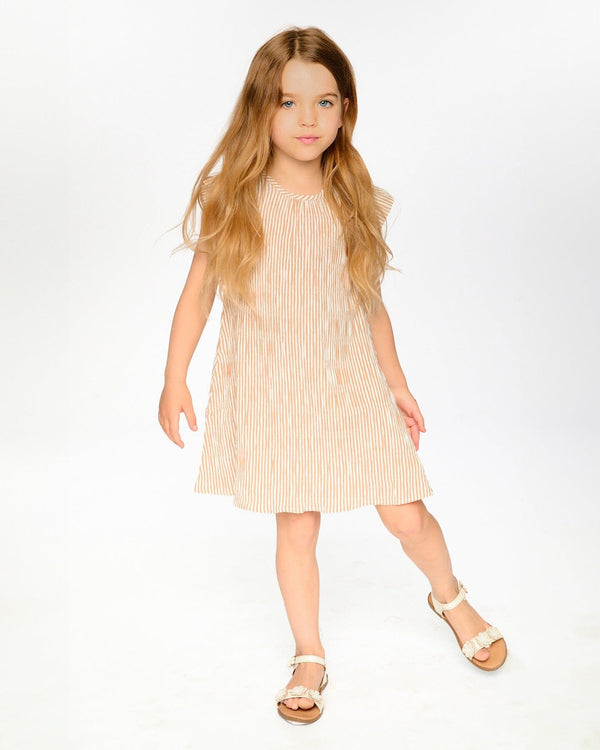 Striped Dress Off White And Sand - H30Q87_3H194