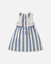 Sleeveless Dress White And Blue Stripes - H30Q88_3H196