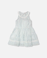 Multi-Tiered Dress White And Blue Stripes - H30Q89_3H197