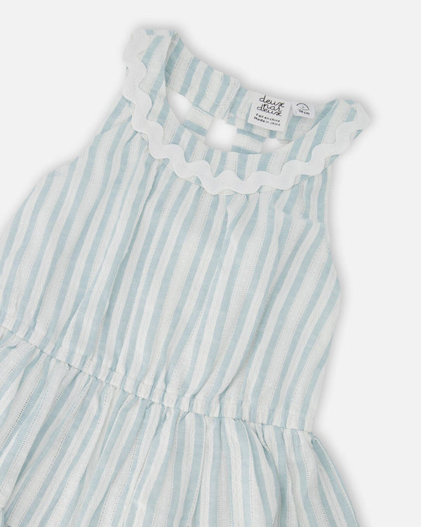 Multi-Tiered Dress White And Blue Stripes - H30Q89_3H197