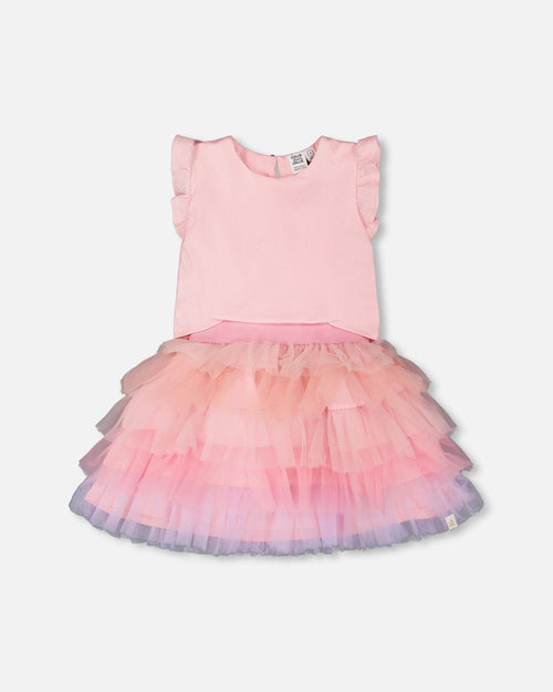 Bi-Material Dress Pale Pink - H30Q90_06060