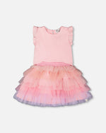 Bi-Material Dress Pale Pink - H30Q90_06060