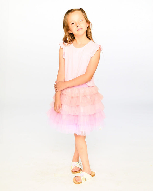 Bi-Material Dress Pale Pink - H30Q90_06060