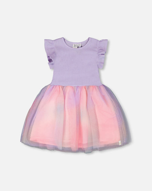 Bi-Material Mesh Dress Lilac - H30Q92_05001