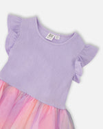 Bi-Material Mesh Dress Lilac - H30Q92_05001