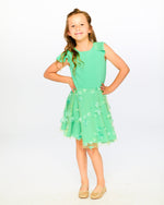 Bi-Material Dress Bright Mint Green - H30Q95_03740