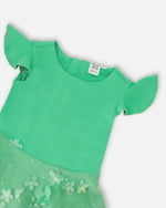 Bi-Material Dress Bright Mint Green - H30Q95_03740