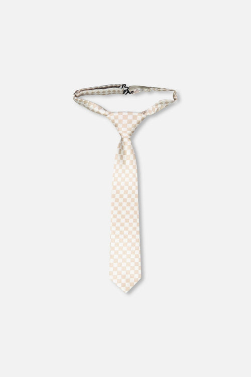 Neck Tie White And Sand Check - H30RCR_3H214