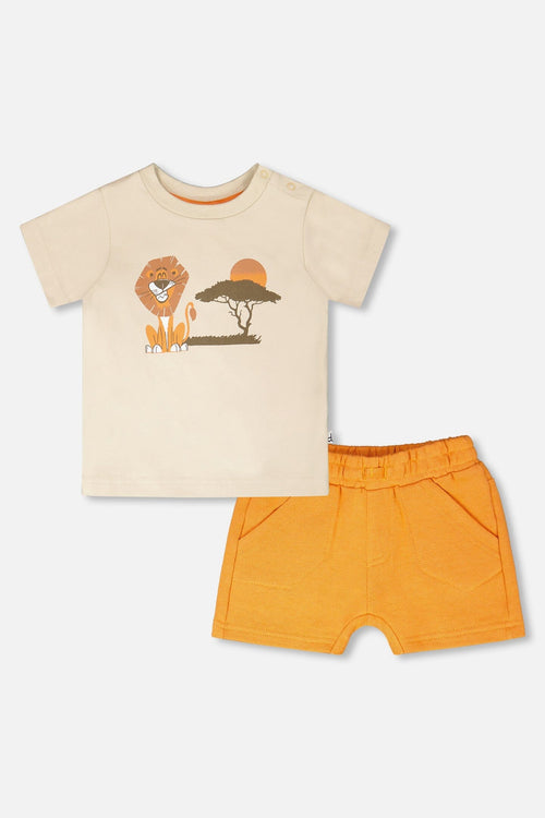 Organic Cotton T-Shirt And Short Set Beige And Orange - H30S10_01001