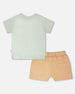 Organic Cotton T-Shirt And Short Set Mint Green And Beige - H30S10_03260