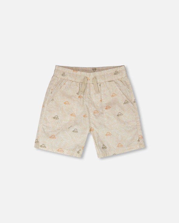 Poplin Shorts Beige Safari Print - H30S26_3H100