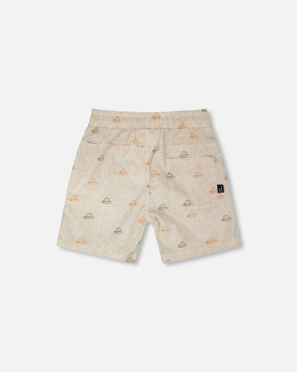Poplin Shorts Beige Safari Print - H30S26_3H100