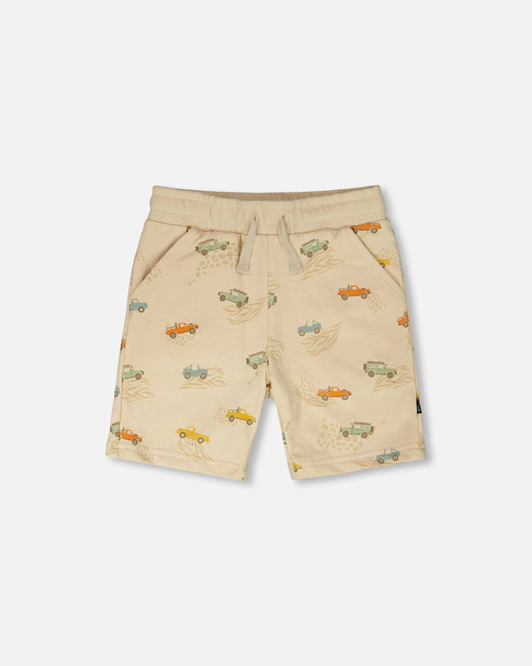 French Terry Shorts Beige Jeep Print - H30S28_3H101