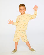 French Terry Shorts Beige Jeep Print - H30S28_3H101