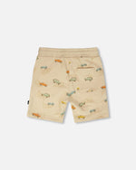 French Terry Shorts Beige Jeep Print - H30S28_3H101