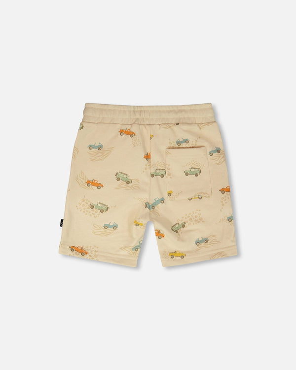 French Terry Shorts Beige Jeep Print - H30S28_3H101