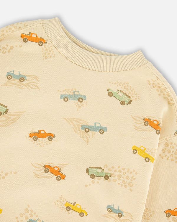 French Terry Sweatshirt Beige Jeep Print - H30S31_3H101