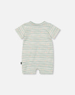 Organic Cotton Romper White Printed Mint Green Lines One-Piece & Baby Rompers Deux par Deux
