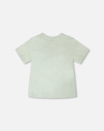 Organic Cotton T-Shirt Mint Green Safari Print - H30S72_03260