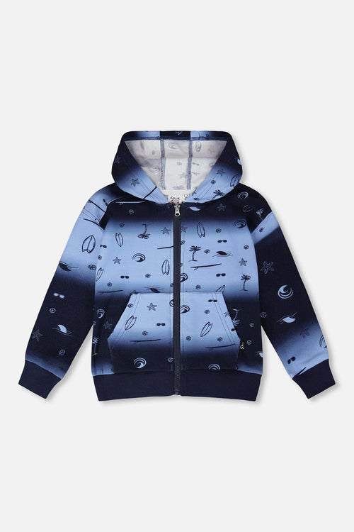 Hooded French Terry Cardigan Blue Gradient - H30T31_3H049