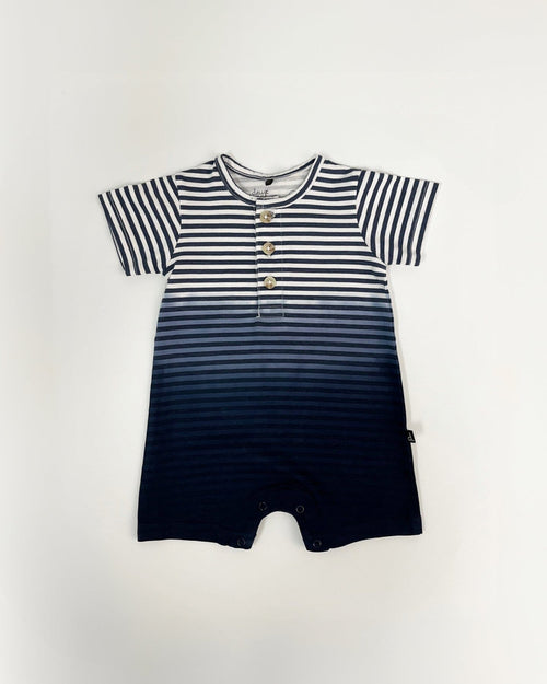 Organic Cotton Romper Blue Gradient Stripes One-Piece & Baby Rompers Deux par Deux