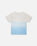 Organic Cotton Short Sleeve T-Shirt Grey Mix To Blue Gradient - H30T70_3H188
