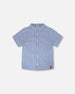 Printed Chambray Short-Sleeve Shirt Blue Denim Stripes - H30U15_3H113
