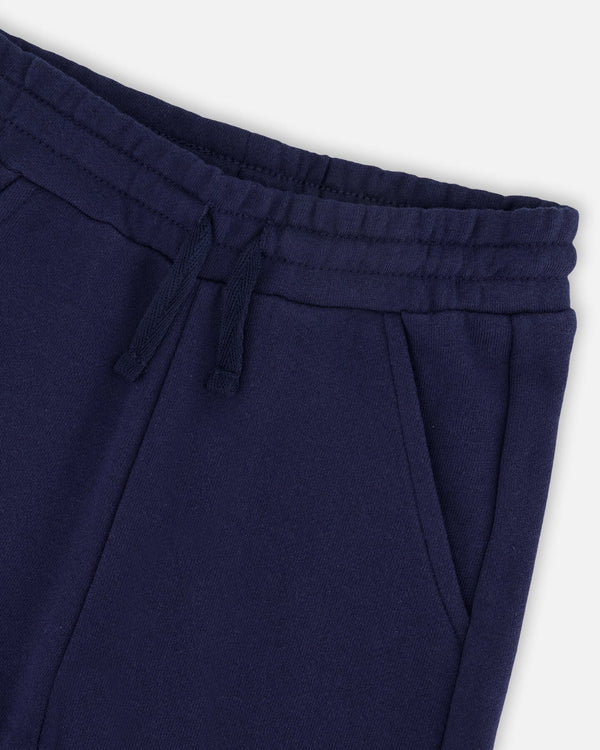 French Terry Sweatpants With Cargo Pocket Dark Blue - H30U23_04810