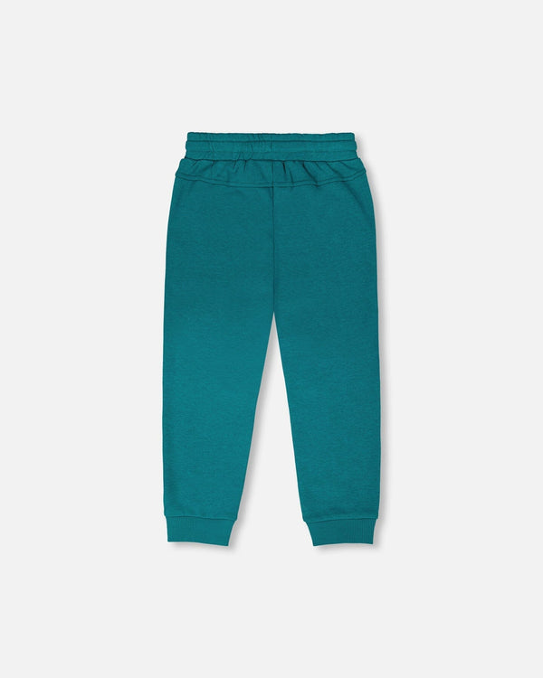 French Terry Sweatpants With Cross Seams Dark Turquoise - H30U24_03890