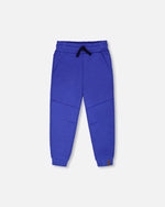 French Terry Sweatpants With Cross Seams Royal Blue - H30U24_04640