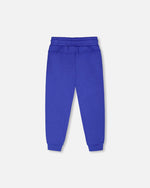 French Terry Sweatpants With Cross Seams Royal Blue - H30U24_04640