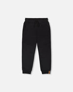 French Terry Sweatpants With Cross Seams Black - H30U24_09990