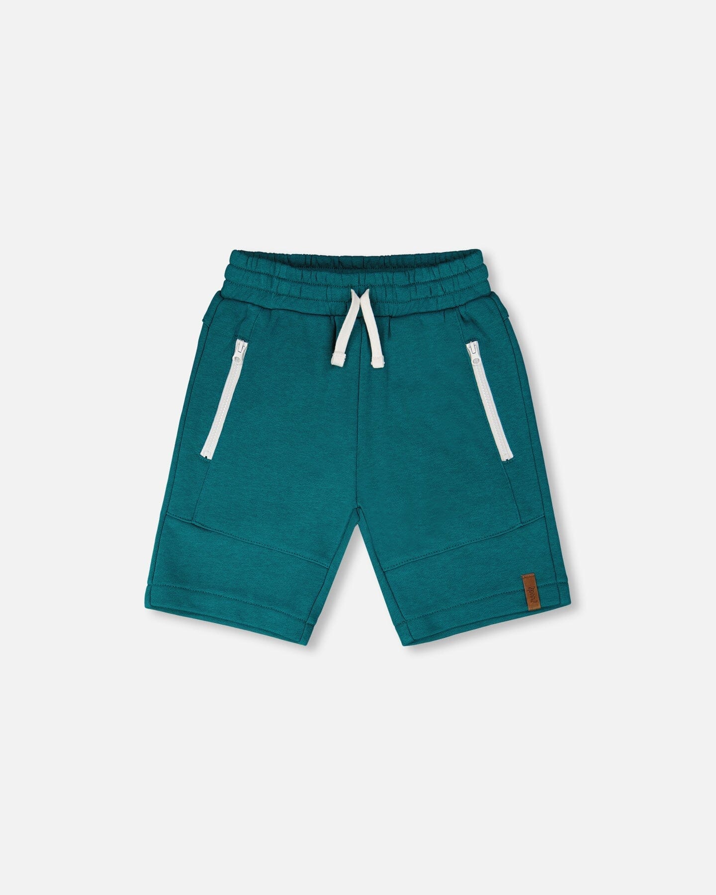French Terry Shorts With Cross Seams Dark Turquoise - Deux par Deux