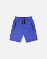 French Terry Shorts With Cross Seams Royal Blue - H30U26_04640