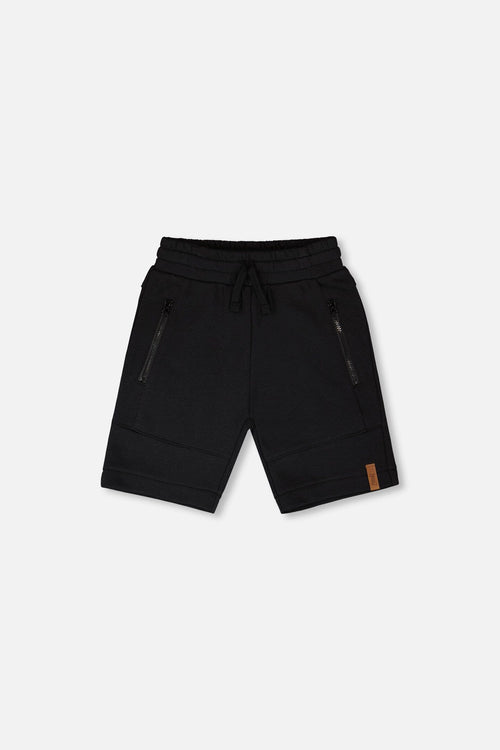 French Terry Shorts With Cross Seams Black - H30U26_09990