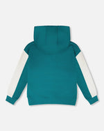 Hooded French Terry Cardigan Dark Turquoise - H30U31_03890