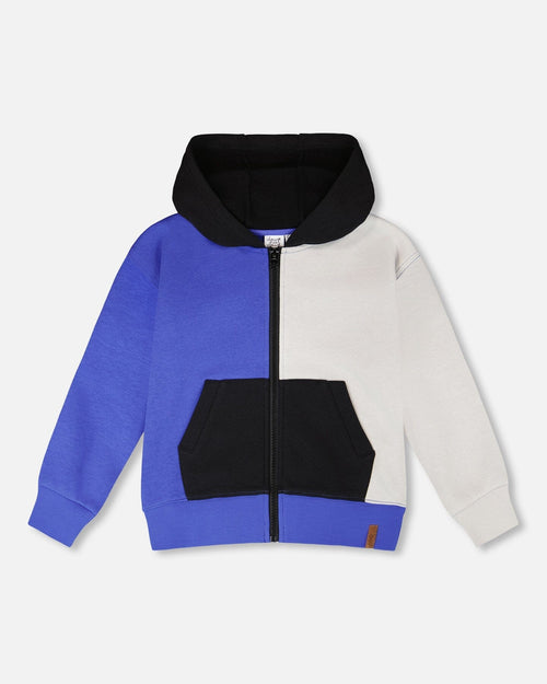 Hooded French Terry Cardigan Royal Blue - H30U32_04640