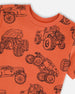 Organic Cotton Jersey T-Shirt Orange Printed Trucks - H30U72_3H121